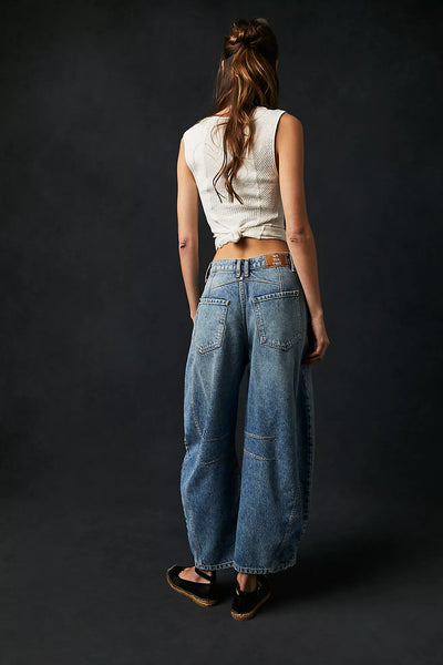 Free People Good Luck Mid-Rise Barrel Jeans