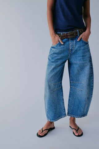 Free People Good Luck Mid-Rise Barrel Jeans