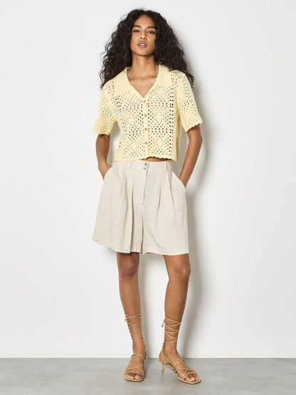 Apricot Crochet Coconut Button Top