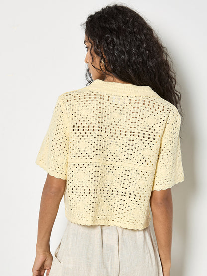 Apricot Crochet Coconut Button Top