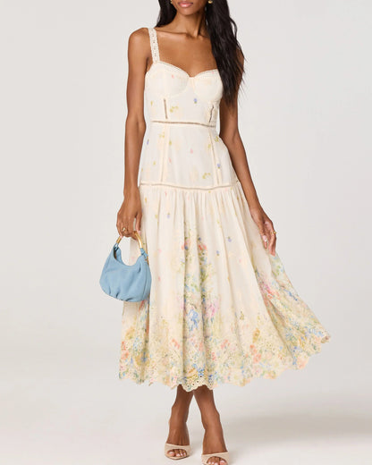ASTR The Label Pellagia Embroidered Midi Dress