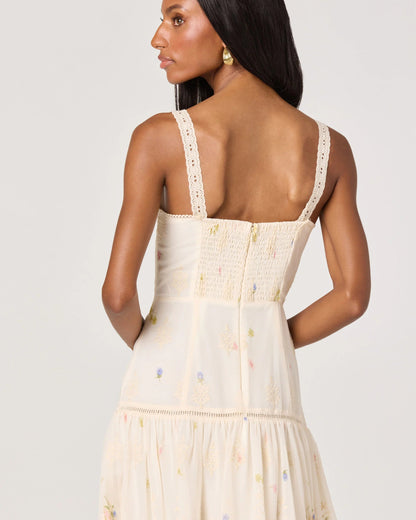 ASTR The Label Pellagia Embroidered Midi Dress