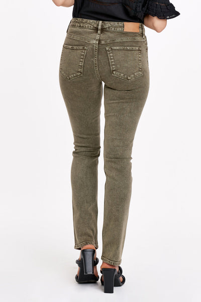 BLAIRE HIGH RISE SLIM STRAIGHT JEANS OLIVE