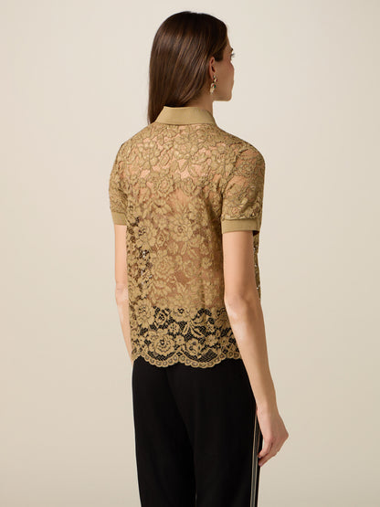 Oltre Lace Polo Top