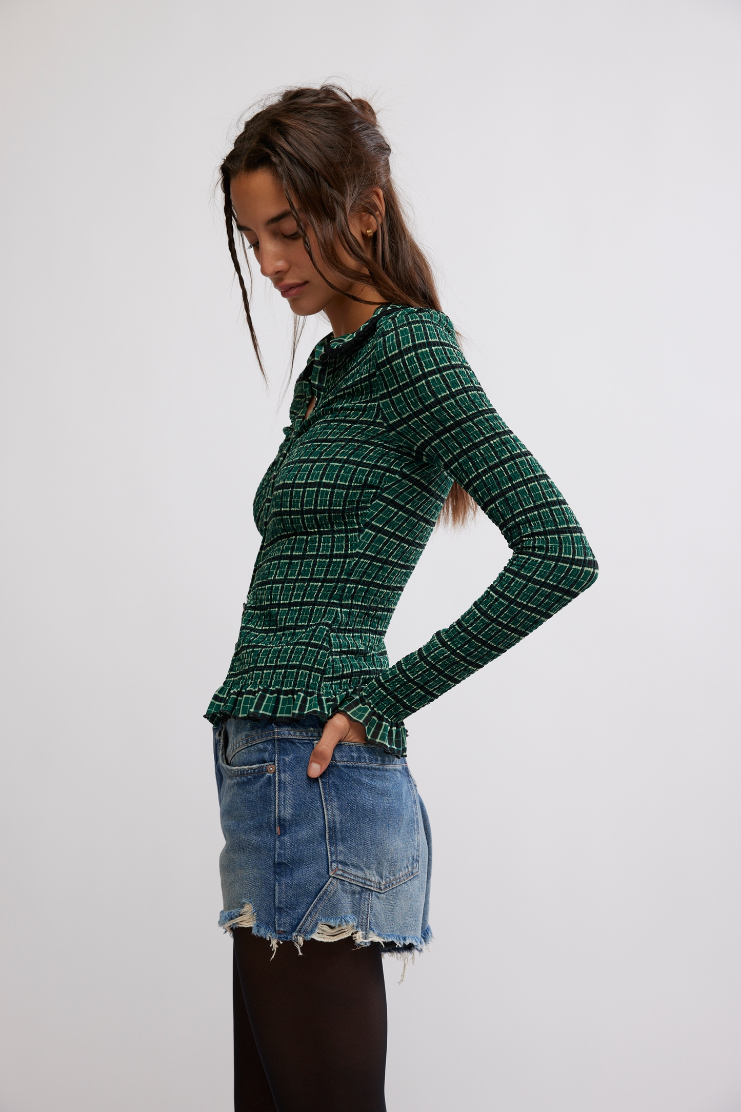 Free People Green Combo Caught A Feeling Cardi