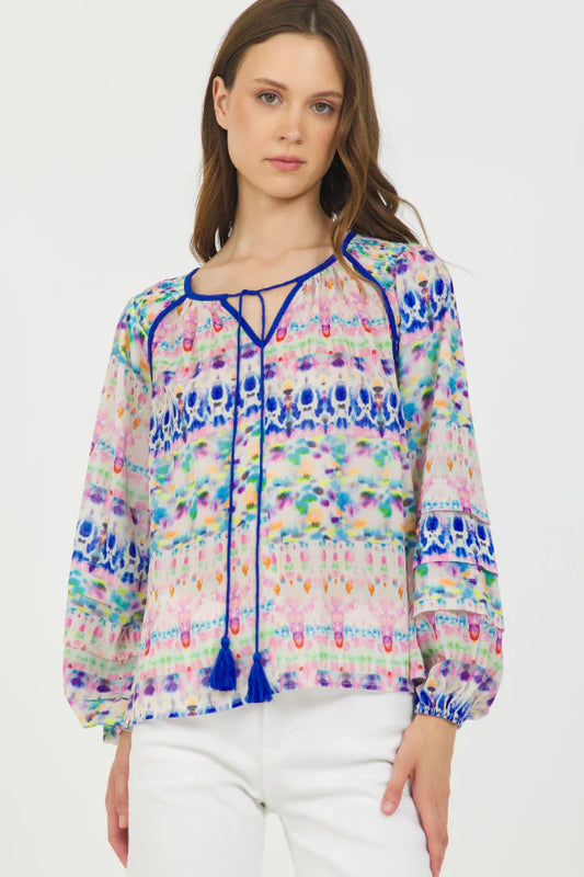 Stellah Smocked Peasant Blouse