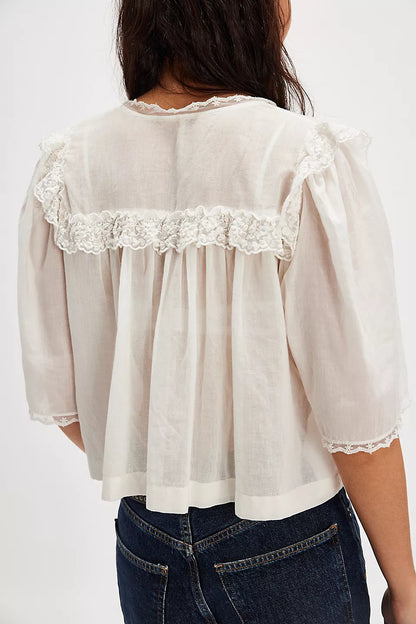 Free People Optic White Luna Top