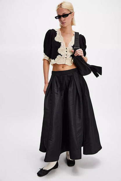 Free People Black Emilia Full Skirt