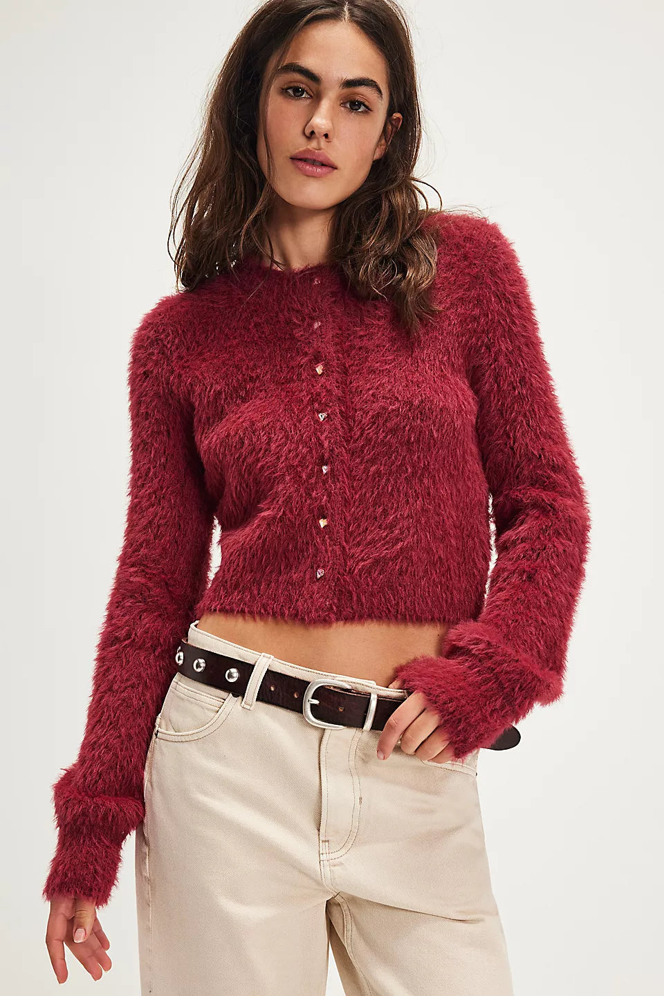 Free People Aged Red Celeste Cardi