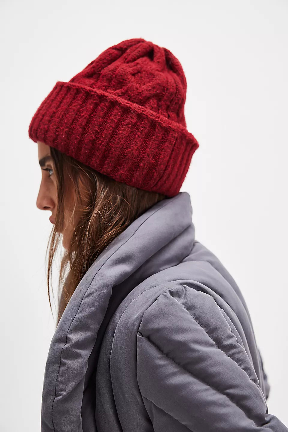 Free People Coastline Beanie Wine