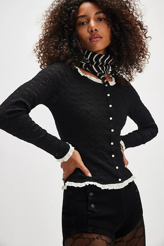 Free People Black Blackbird Cardi